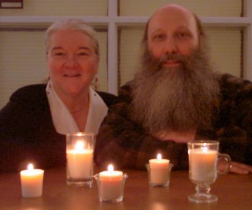 NARFI/Sohodojo Jim and Timlynn beam in the light of Big Sky Chandlers first soy wax candles